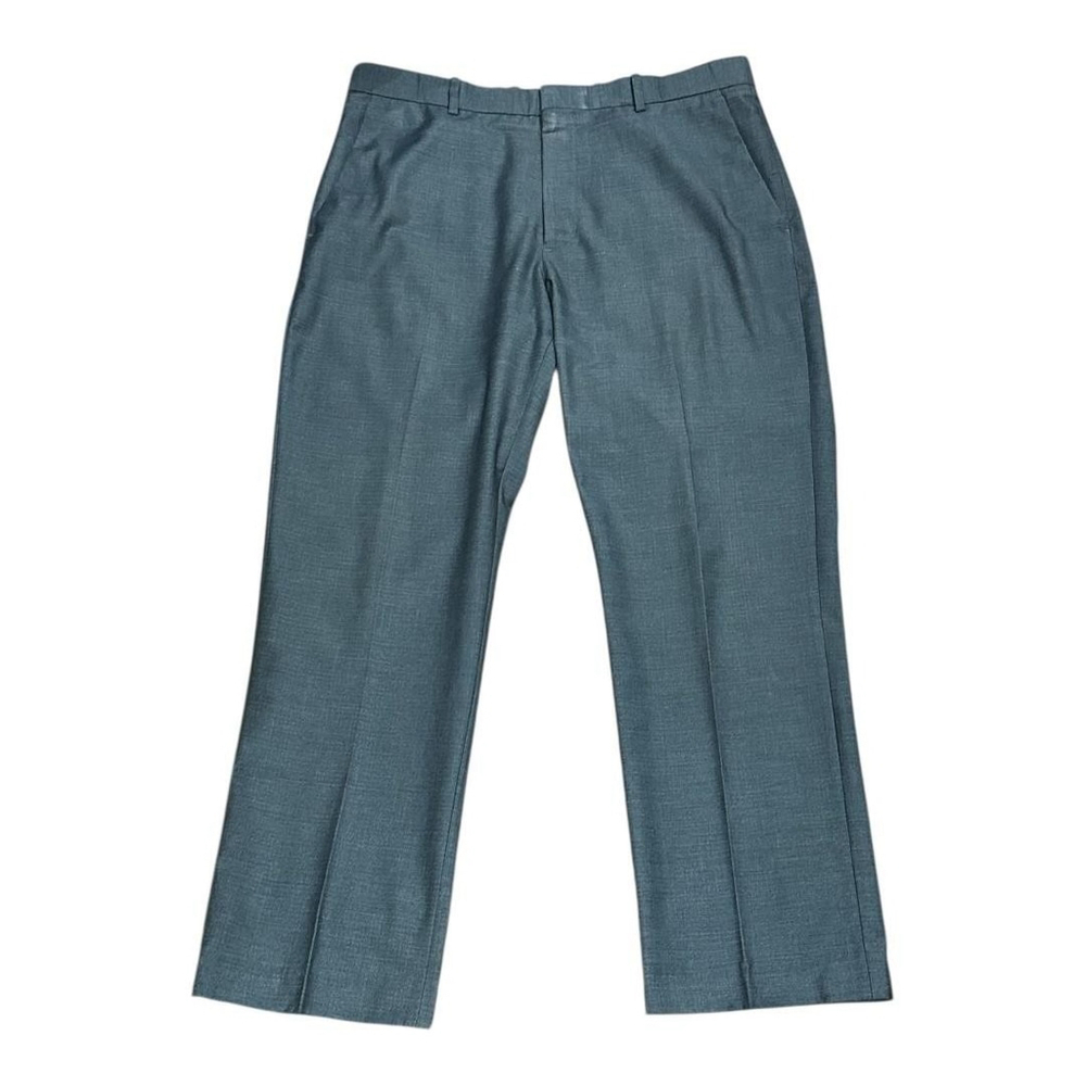 Perry Ellis Pants Mens 34x32 Grey Dress Slacks Polyester Rayon Stretch Slim